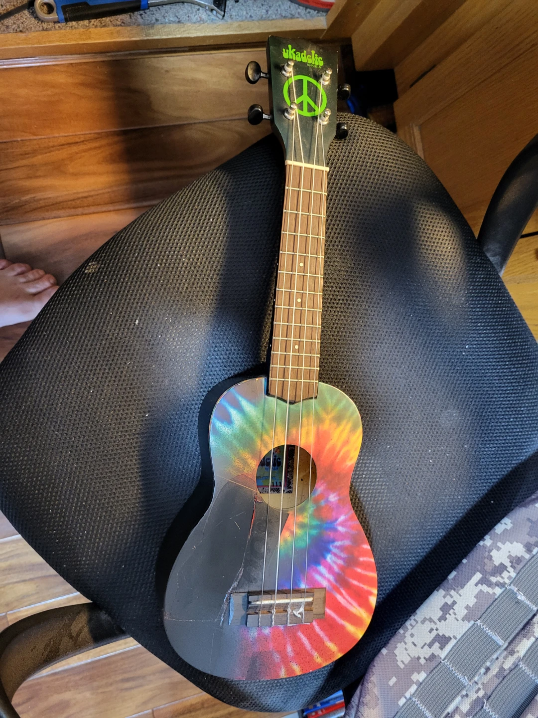 Ukadelic Tie-Dye Ukulele with Peace Sign