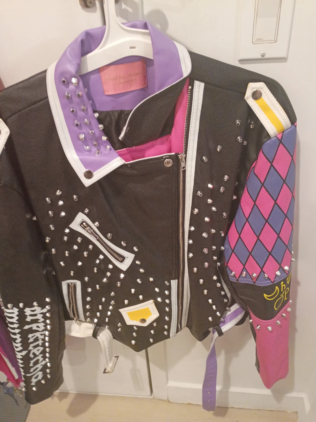 Azalea Wang 3X Black Studded Leather Moto Jacket