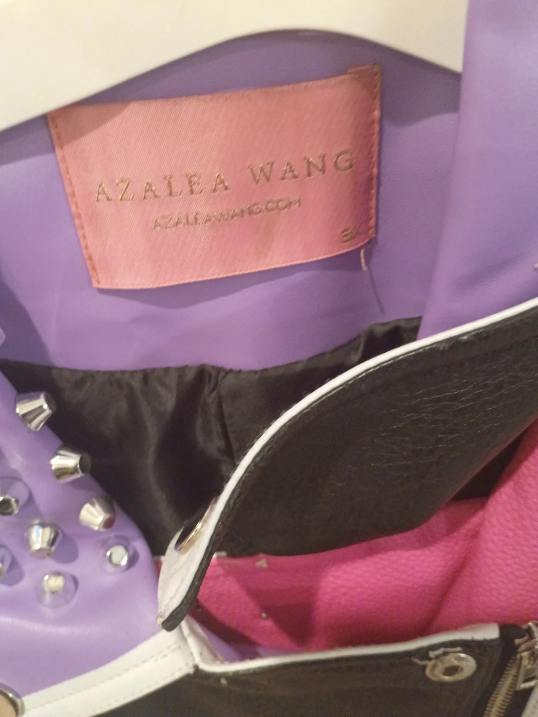 Azalea Wang 3X Black Studded Leather Moto Jacket - photo 2