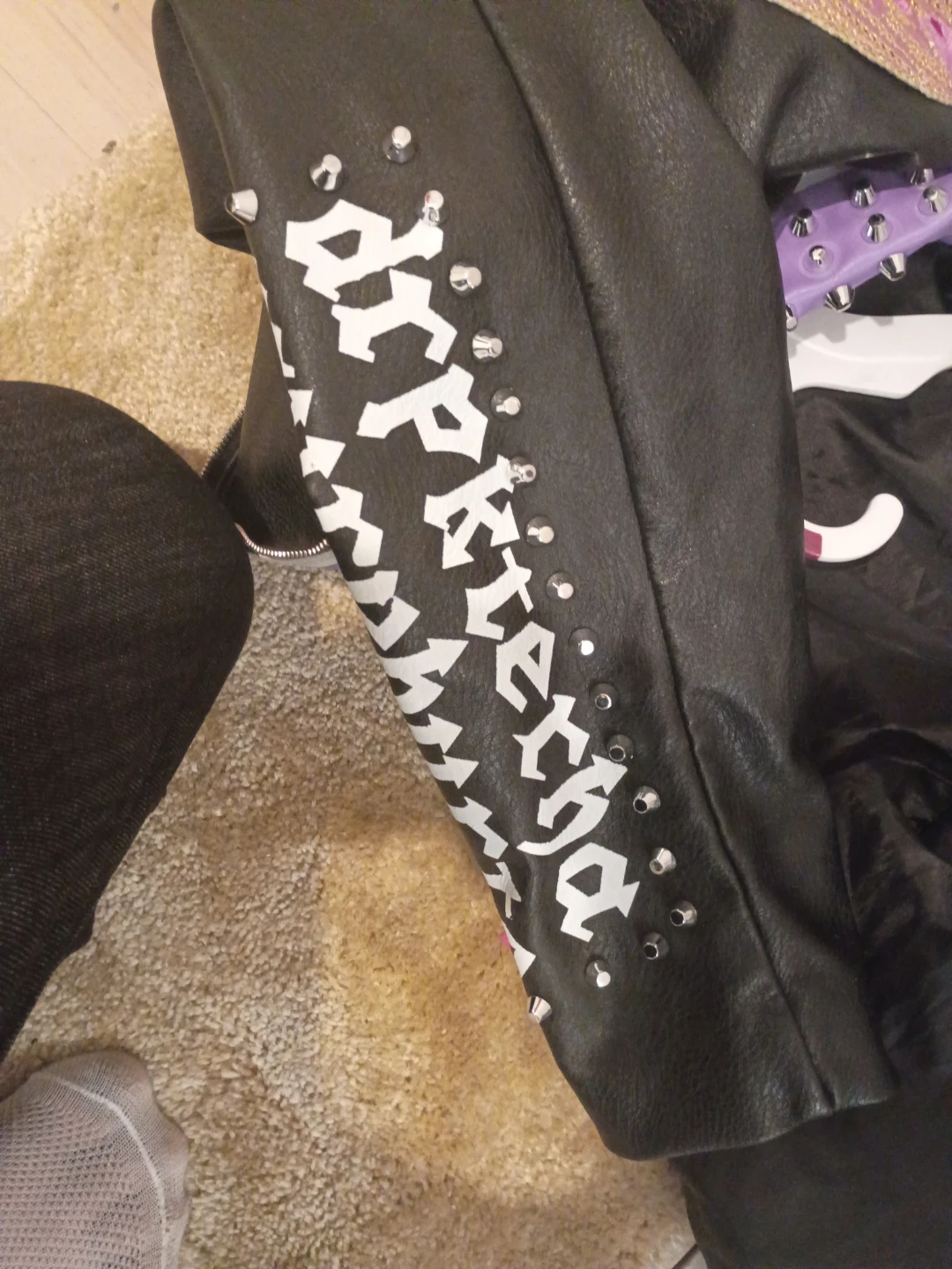 Azalea Wang 3X Black Studded Leather Moto Jacket - photo 5