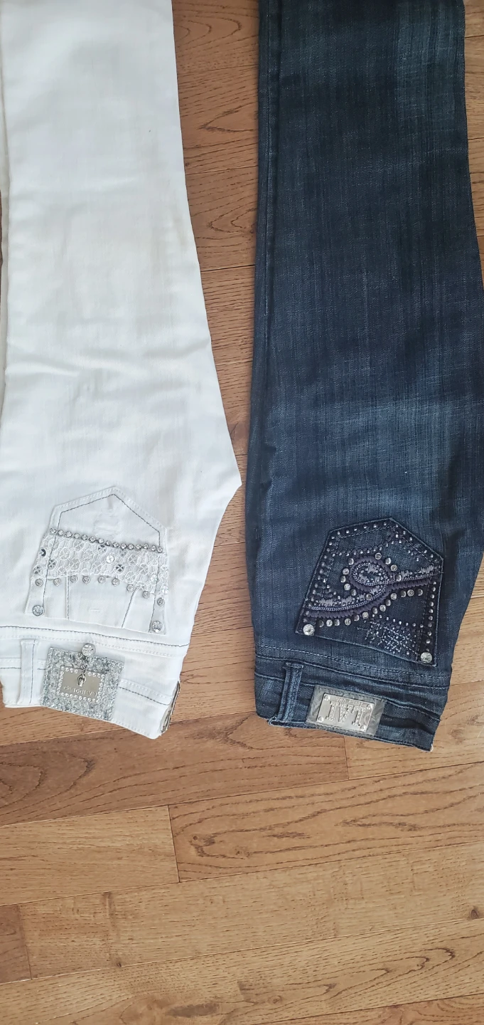 LA Idol Low Rise Skinny Jeans - White & Blue - photo 2