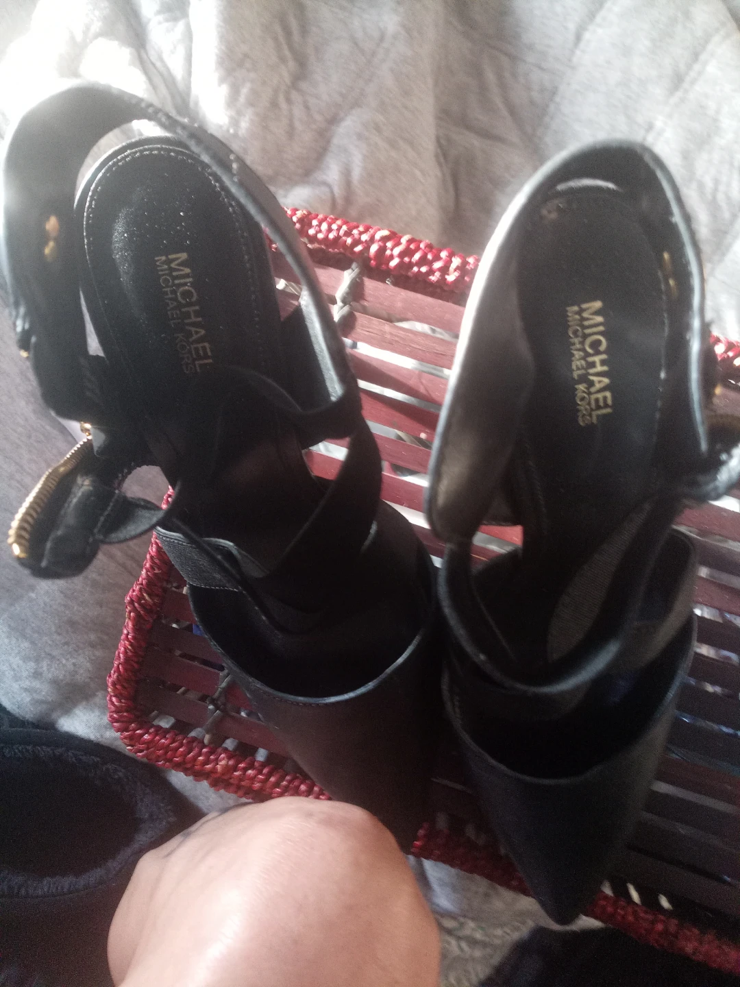 Michael Kors Black Leather Strappy Heels - photo 2