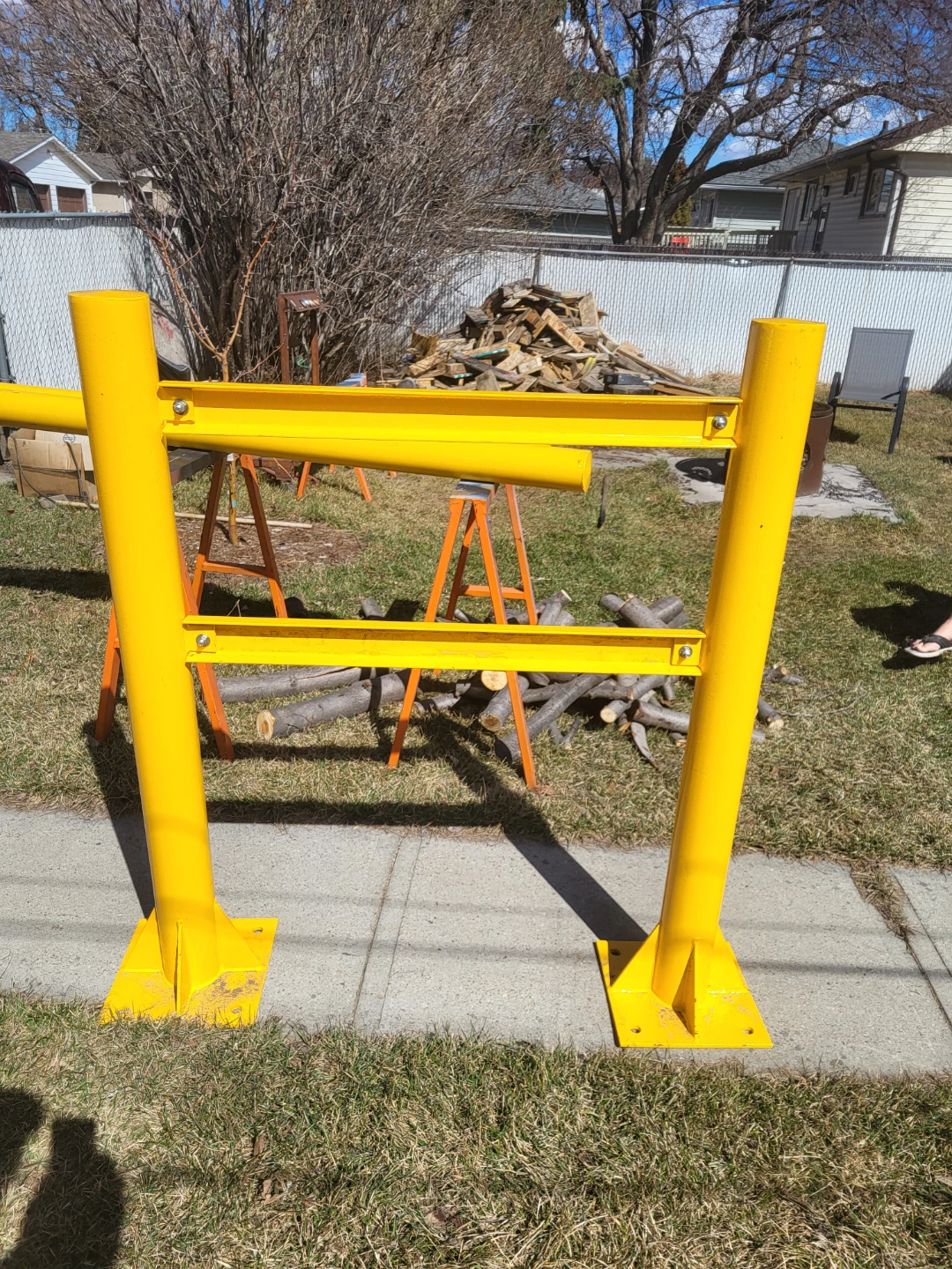 Yellow Metal Guard Rail Bollard