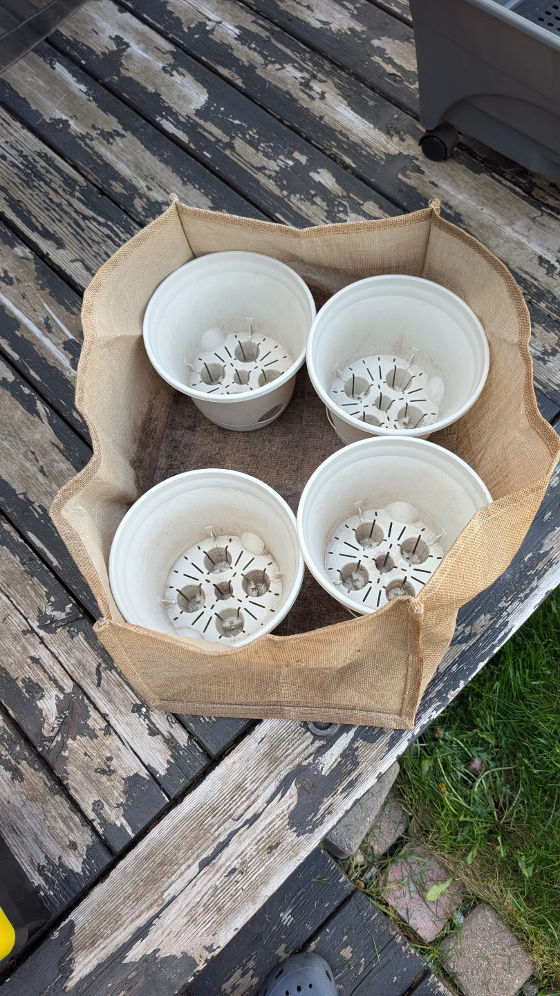 Grey Planter Box with 4 Pots on Wheels