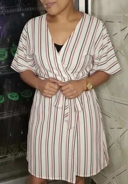 🌱 Striped Wrap Dress