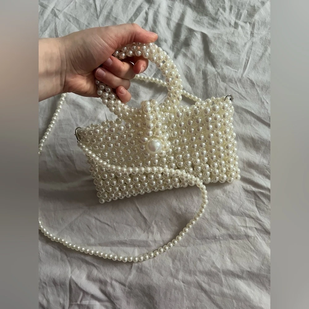 Pearl Beaded Bag - Elegant Cream Women's Purse - photo 2