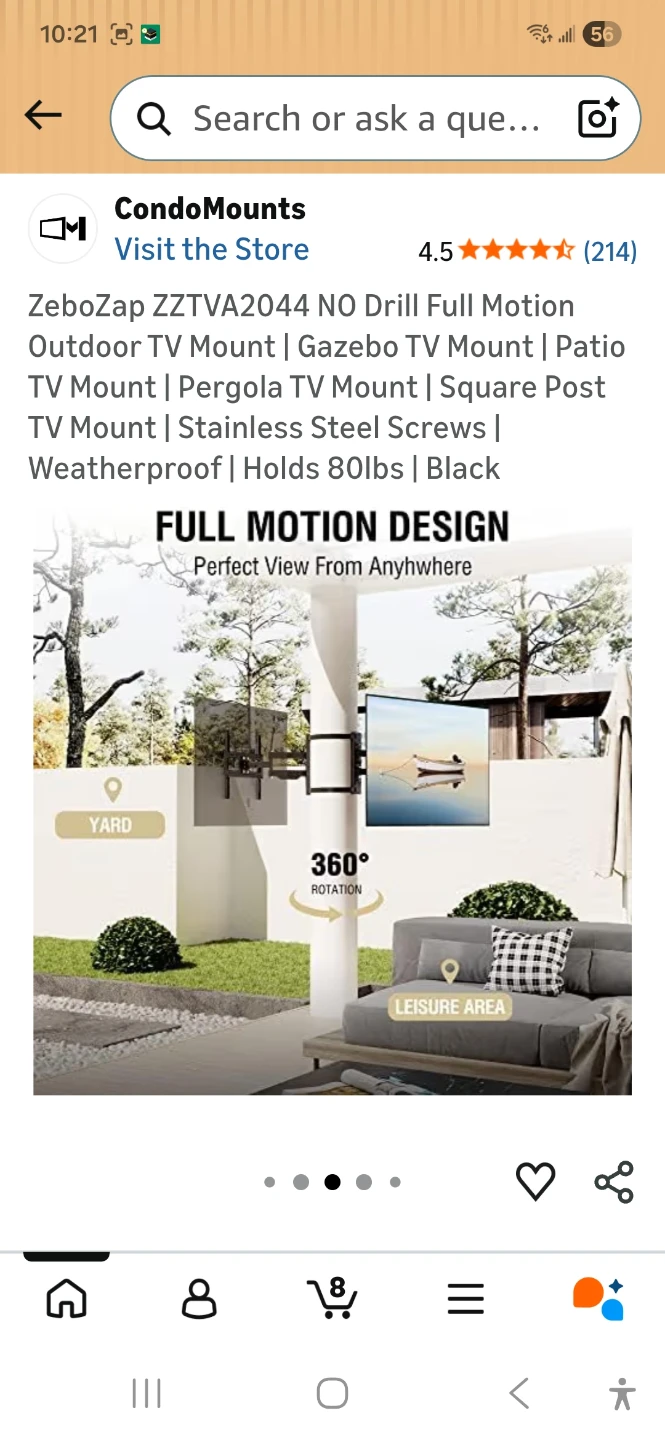 ZeboZap ZZTV A2044 Outdoor Full Motion TV Mount - photo 4