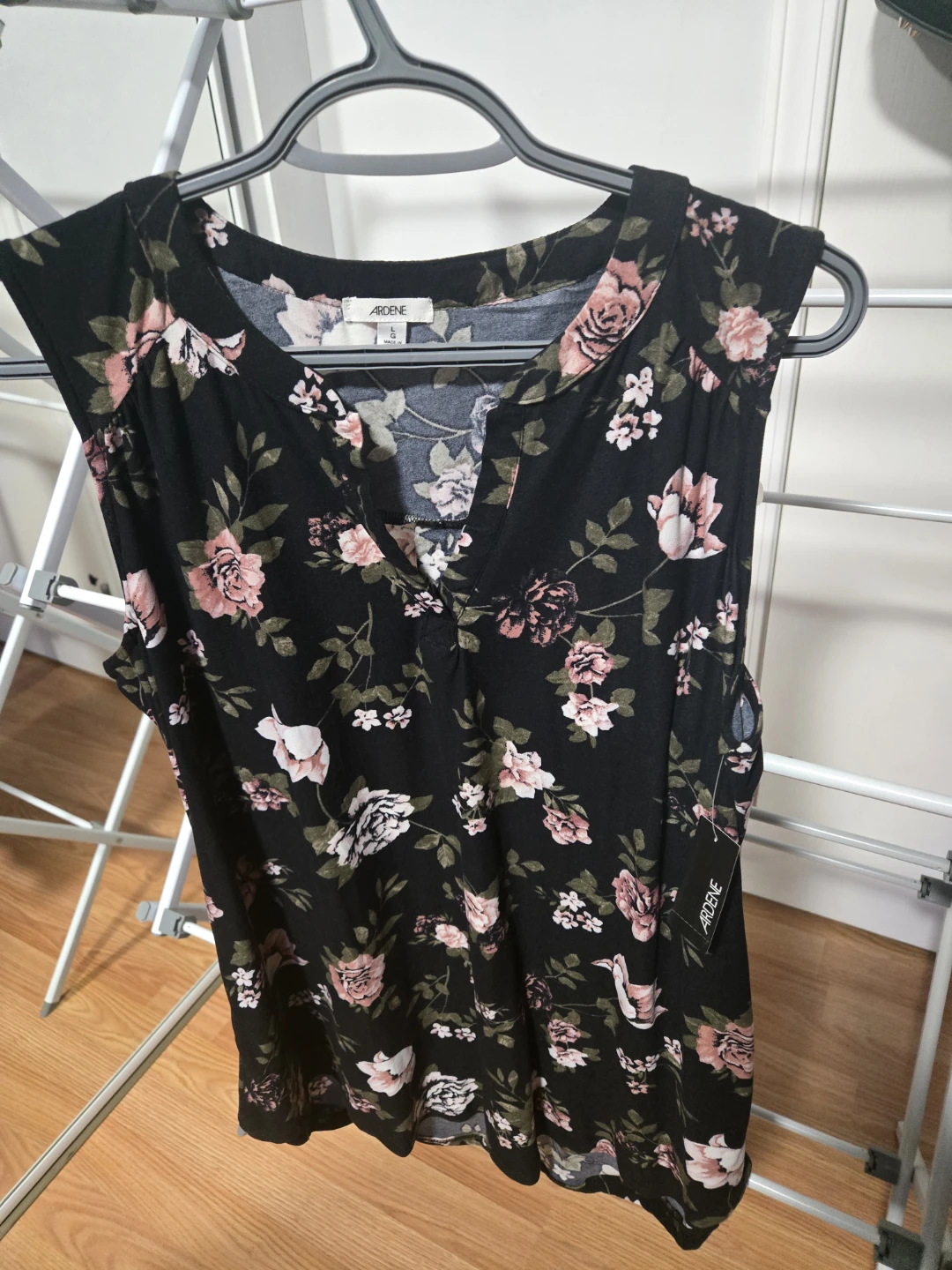 Ardene Black Floral Sleeveless Top - Size L