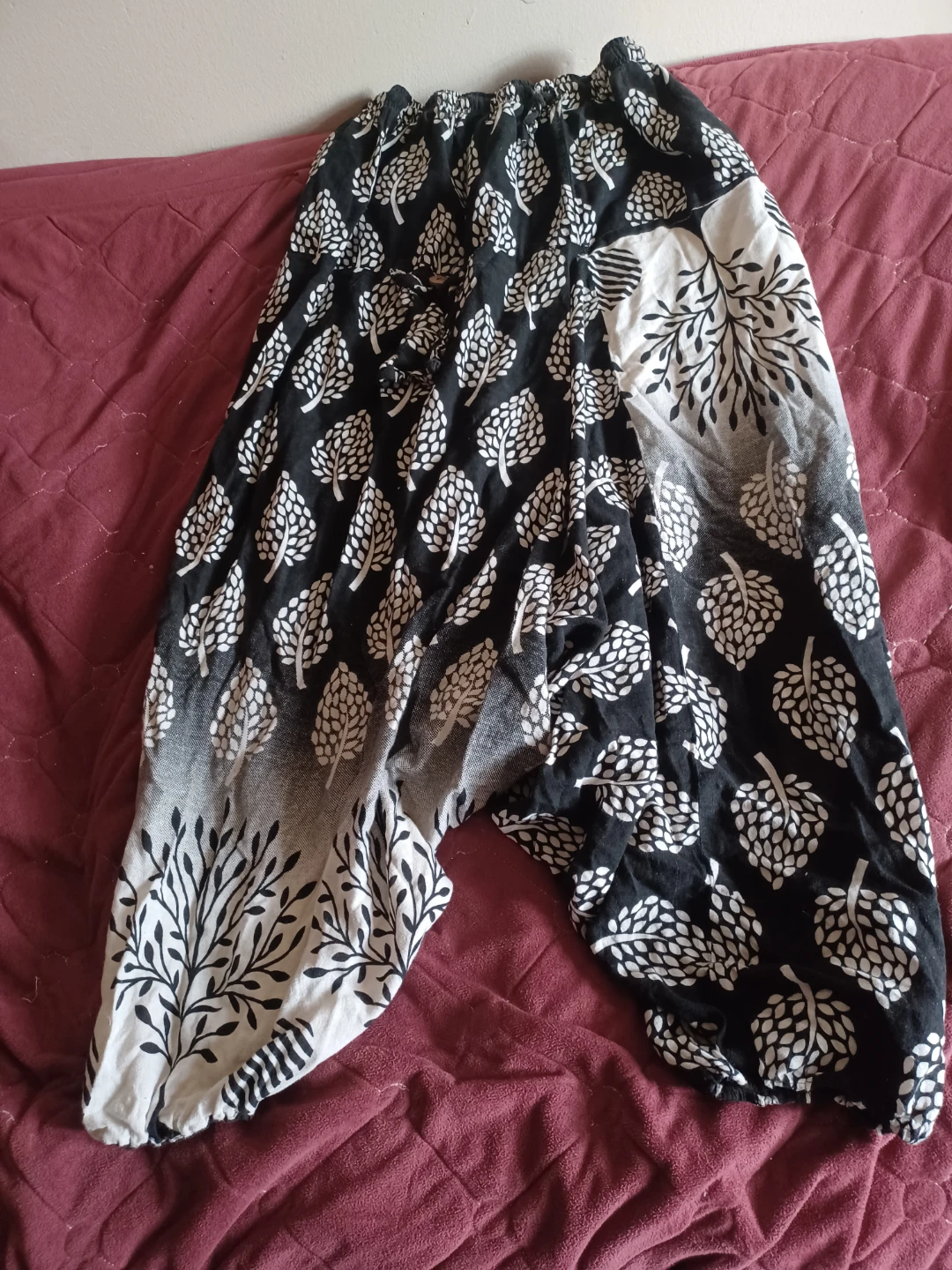 Kavan Free Size Black & White Patterned Harem Pants