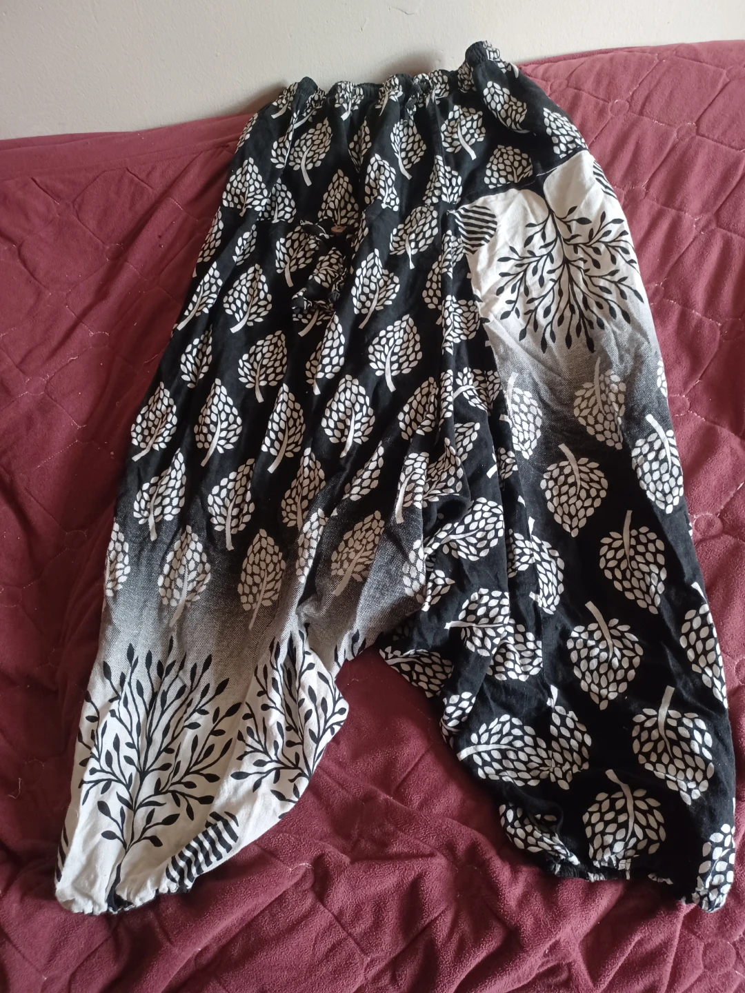 Kavan Free Size Black & White Patterned Harem Pants - photo 2