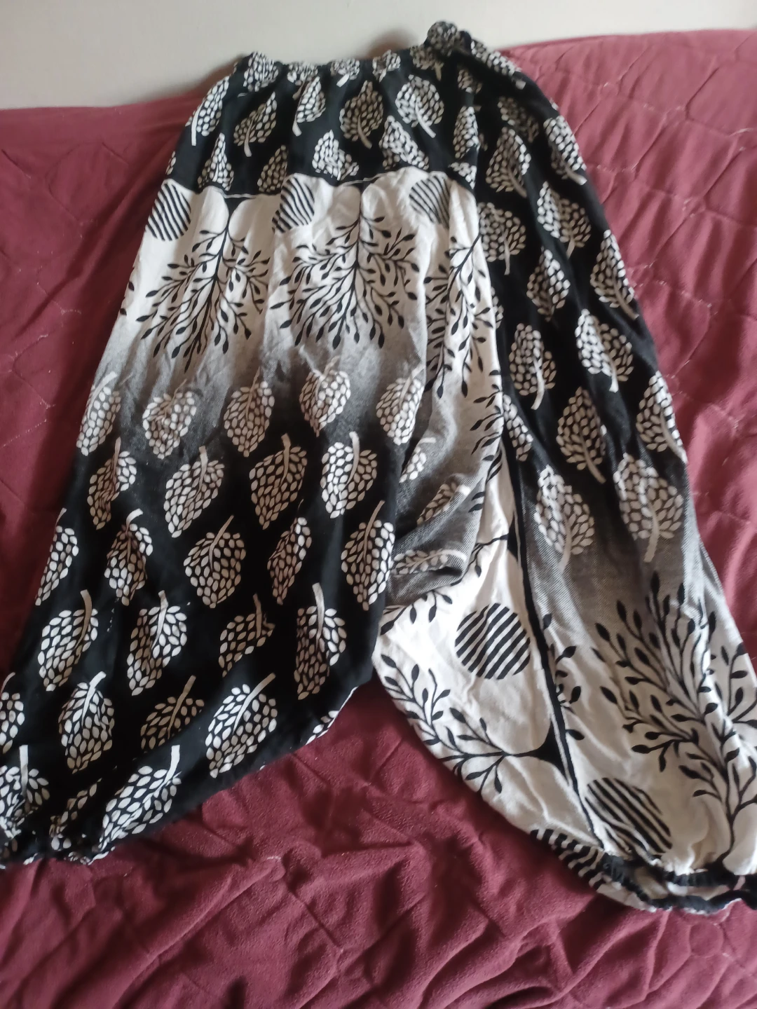 Kavan Free Size Black & White Patterned Harem Pants - photo 4
