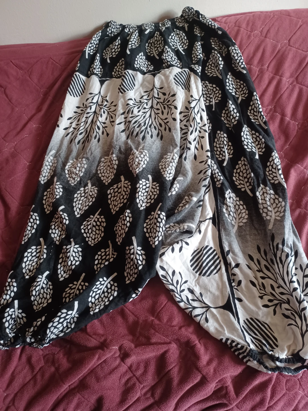 Kavan Free Size Black & White Patterned Harem Pants - photo 5
