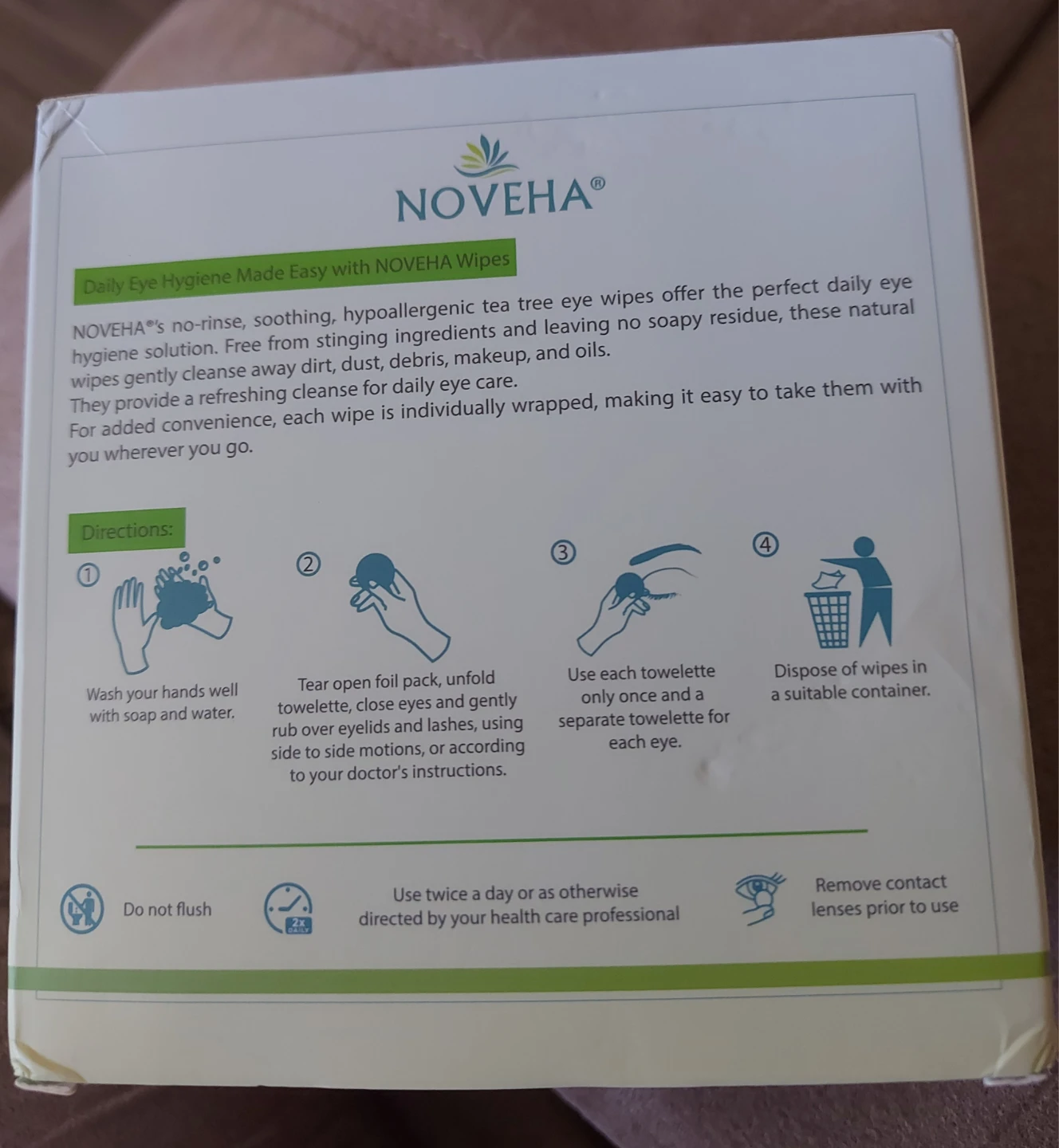 Noveha Tea Tree Eyelid Cleansing Wipes  (49 remaining) - photo 2