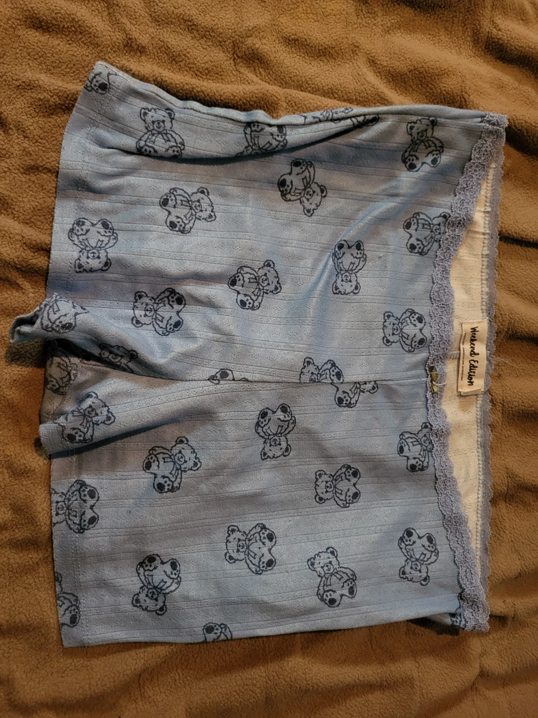 Light Blue Teddy Bear Print PJ Shorts