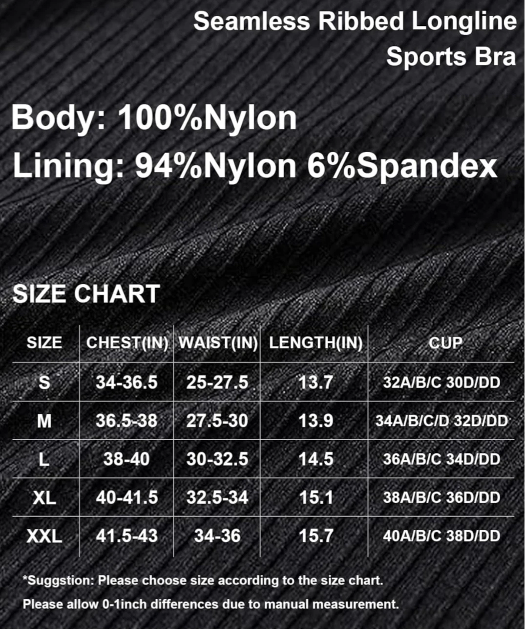 Along Fit Black Seamless Ribbed Longline Sports Bra - photo 2