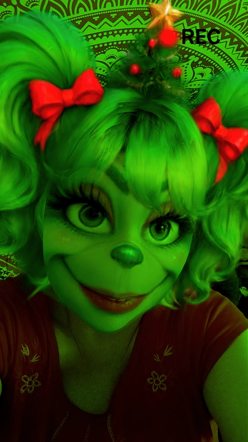 The Grinch inspired costume wig with bows and tree topper