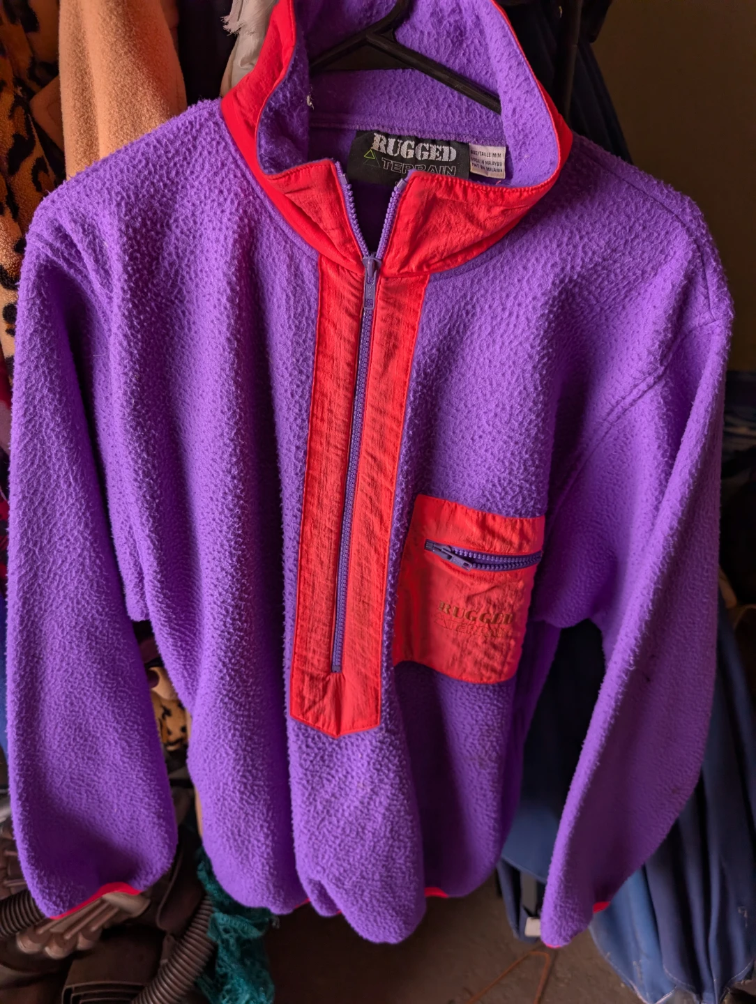Rugged Terrain Fleece Pullover - Purple and Red