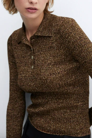 FREE WITH PURCHASE – Mango Brown Long Sleeve Knitted Polo - photo 2