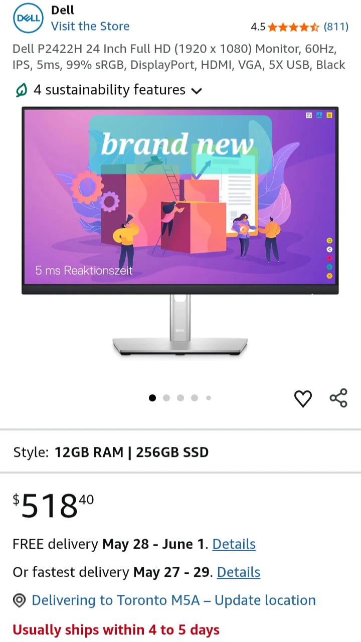Brand new Dell p2422h monitor for sale only $100