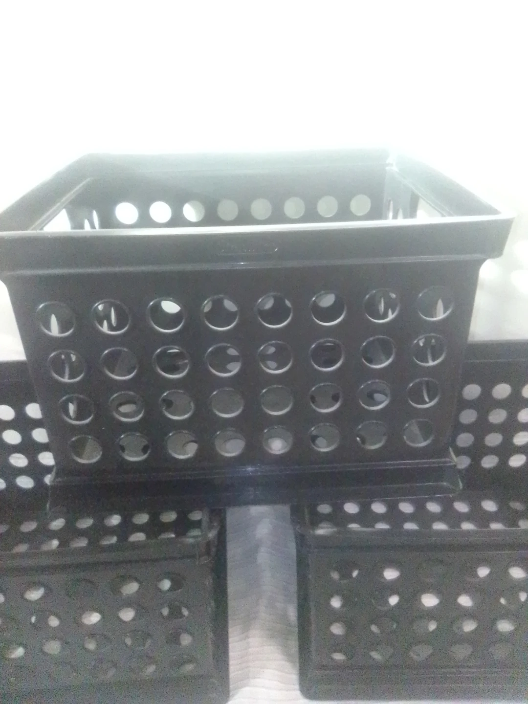 Set of 3 Black Plastic Storage Baskets - photo 2
