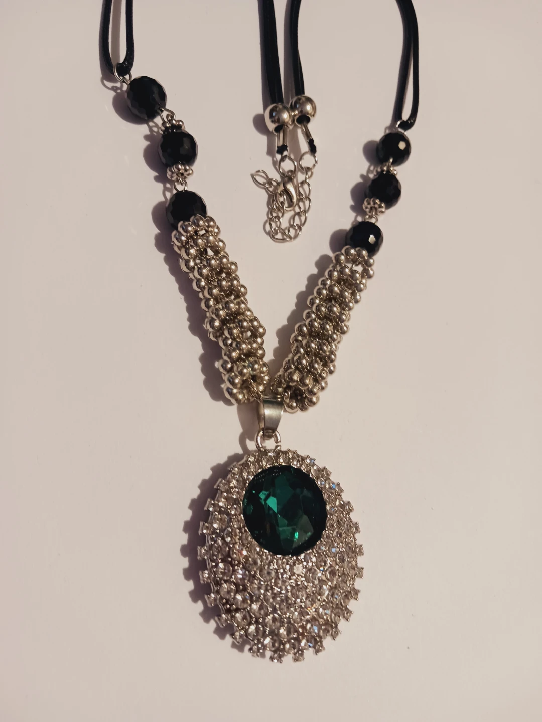 New !! Silver & Green Gemstone Pendant Necklace - photo 3
