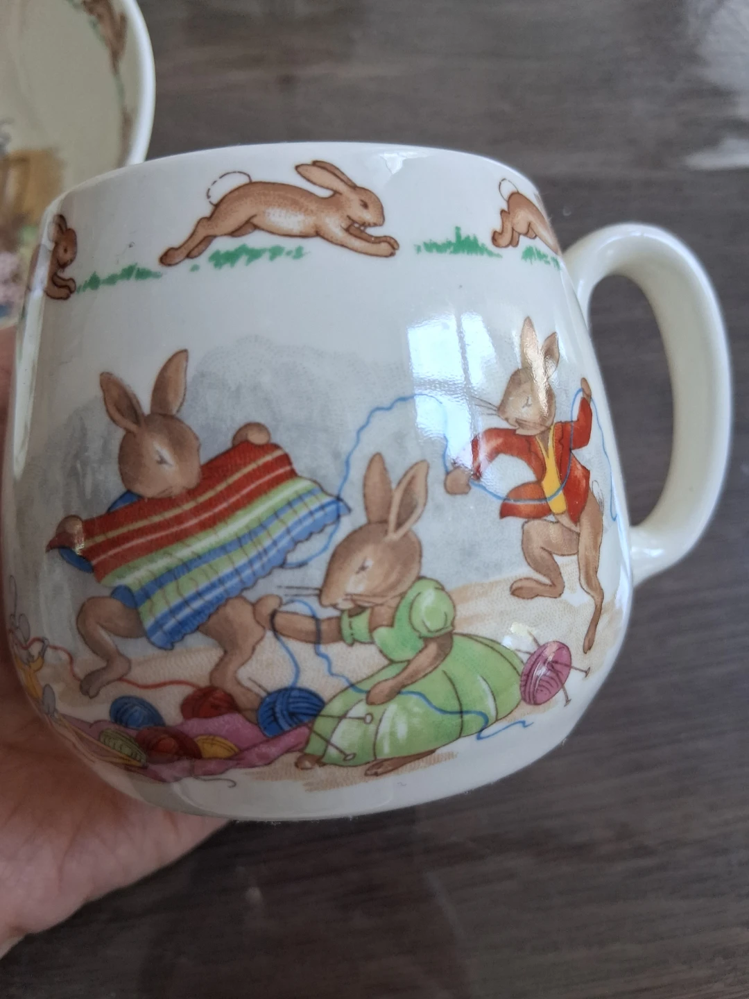 Set of 2 Bunny Themed Ceramic Mugs and Bowl - photo 3