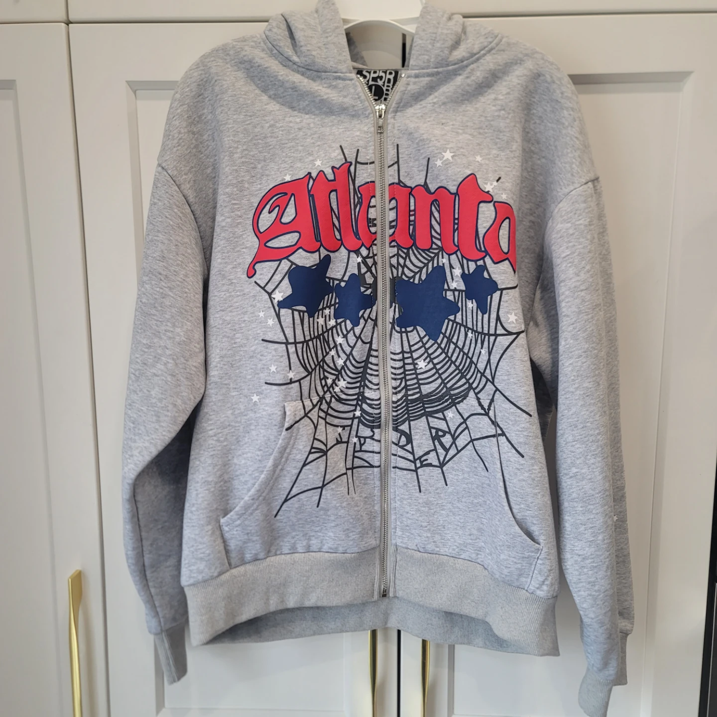 Grey Atlanta Spiderweb Zip-Up Hoodie