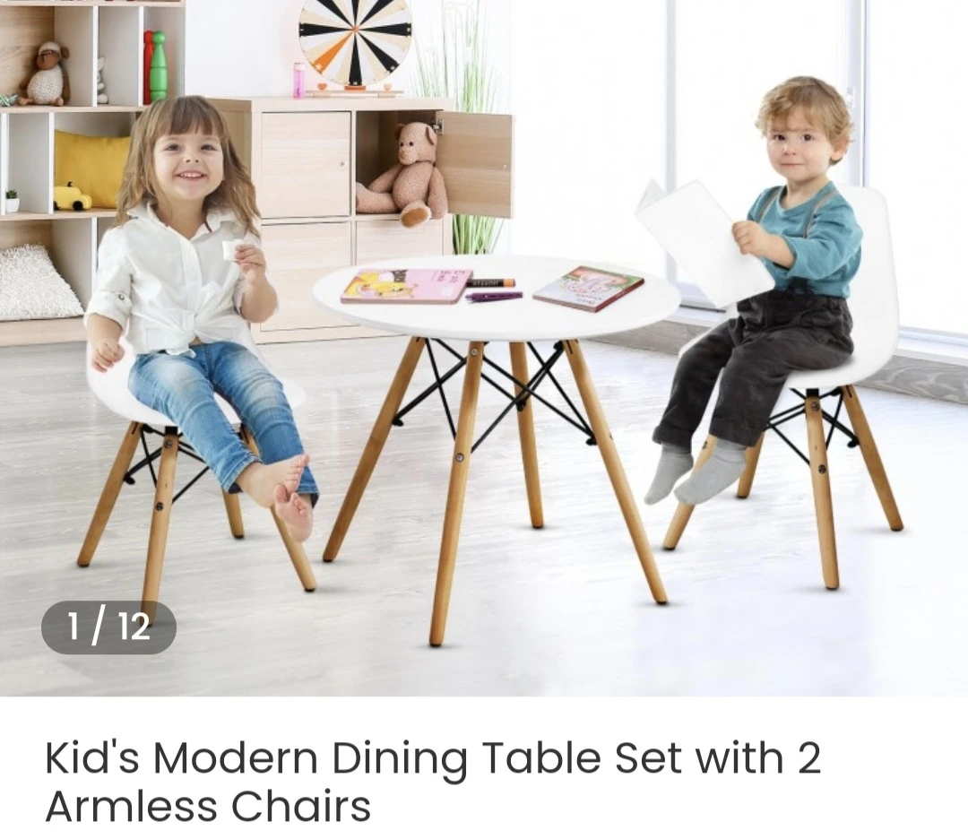 Kid's Modern Dining Table Set with 2 Armless Chairs - photo 4