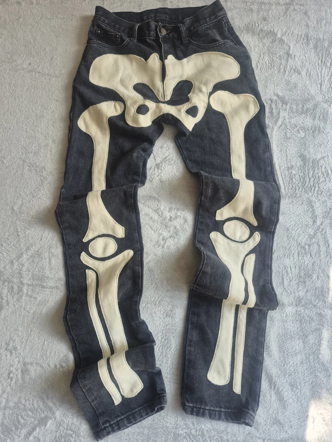 MNML D184 Skeleton Denim Pants in black and white. - photo 3