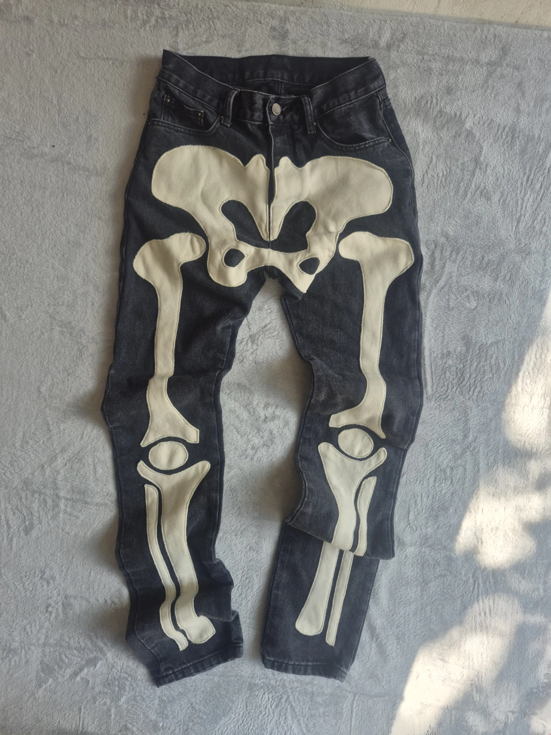 MNML D184 Skeleton Denim Pants in black and white. - photo 4