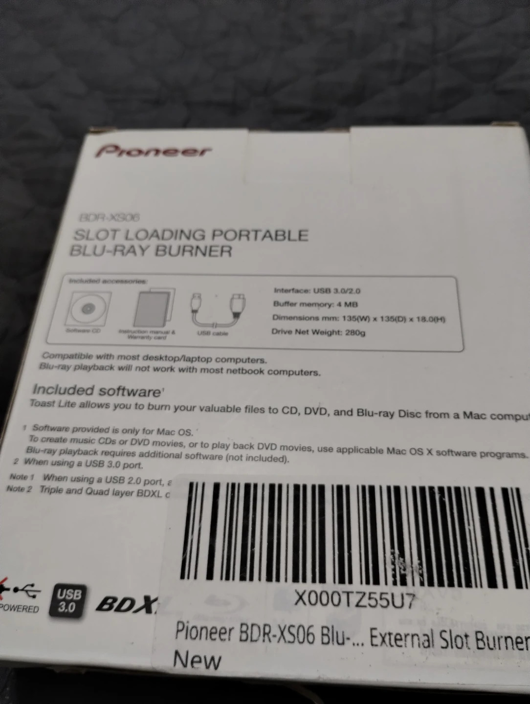 Pioneer BDR-XS06 Slot Loading Portable Blu-Ray Burner - photo 3