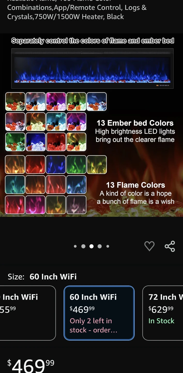 OxHark Flame 60 Inch Smart WiFi Electric Fireplace - photo 2