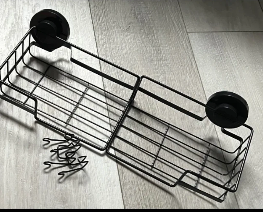 Black Metal Corner Shower Caddy with Suction Cups - photo 2