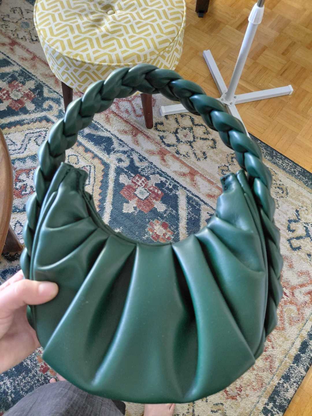 Green Handbag with Braided Handle - photo 3
