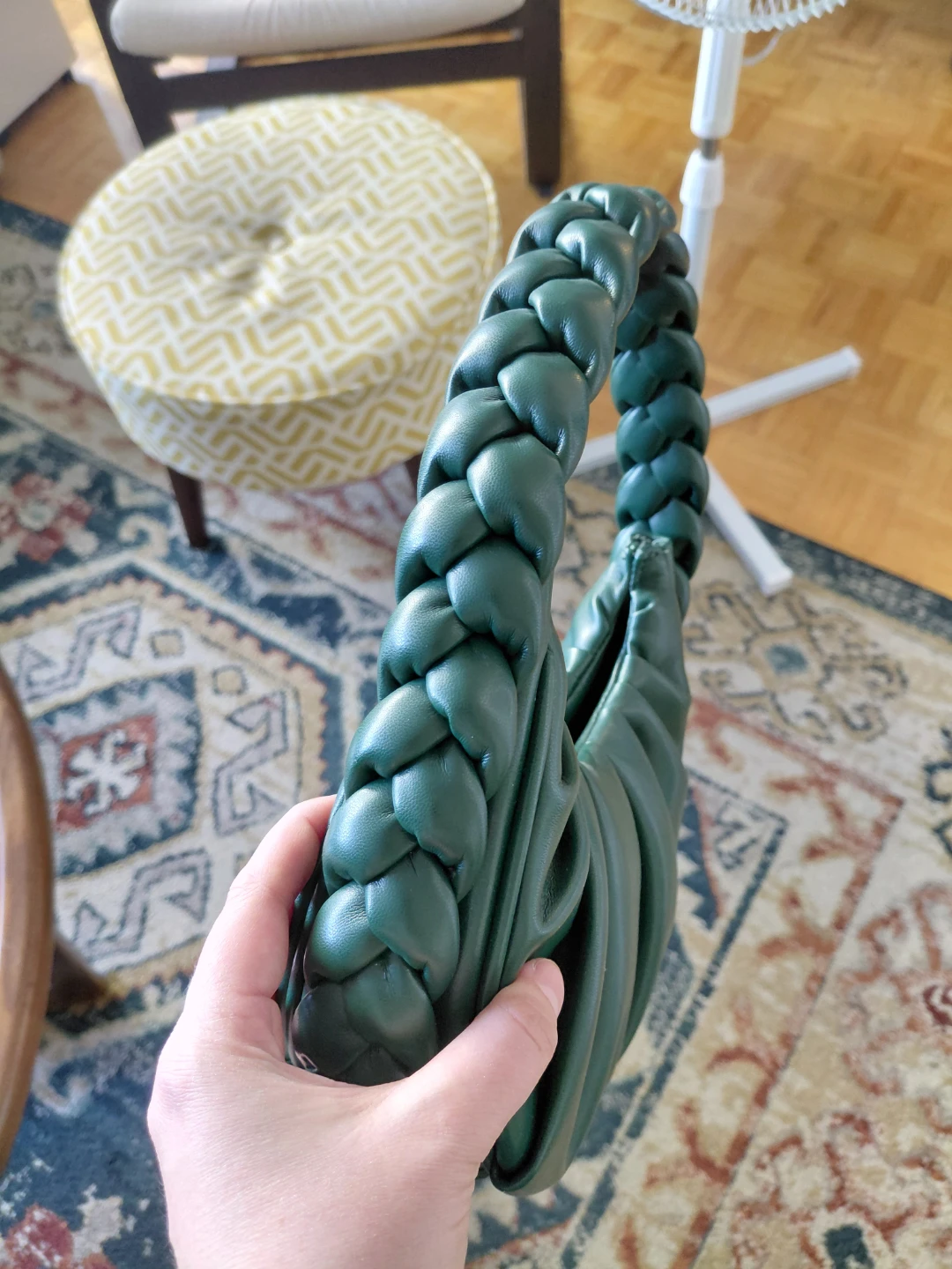 Green Handbag with Braided Handle - photo 5