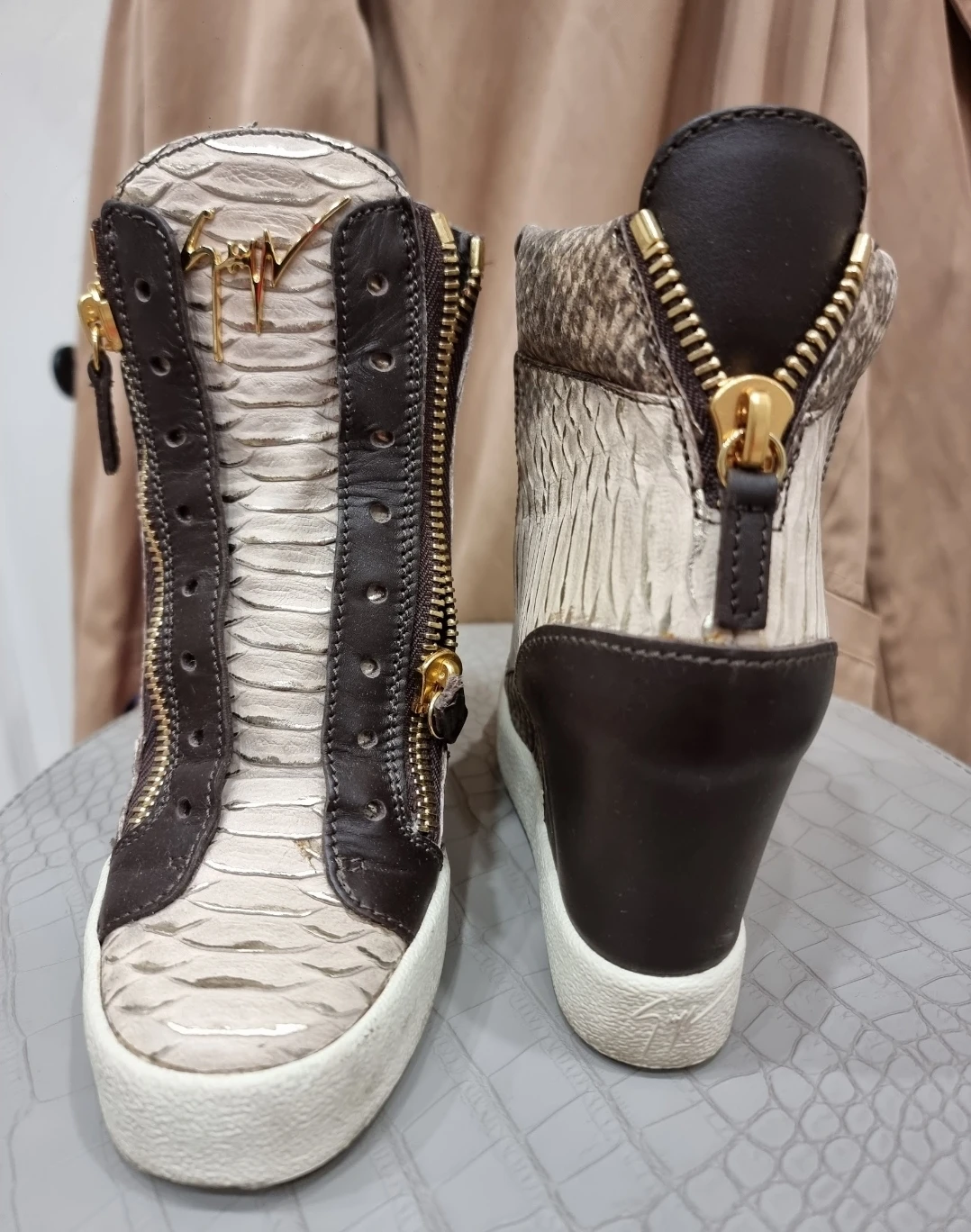 Giuseppe Zanotti Leather High-Top Sneakers - Size 5 (IT 35) - photo 3