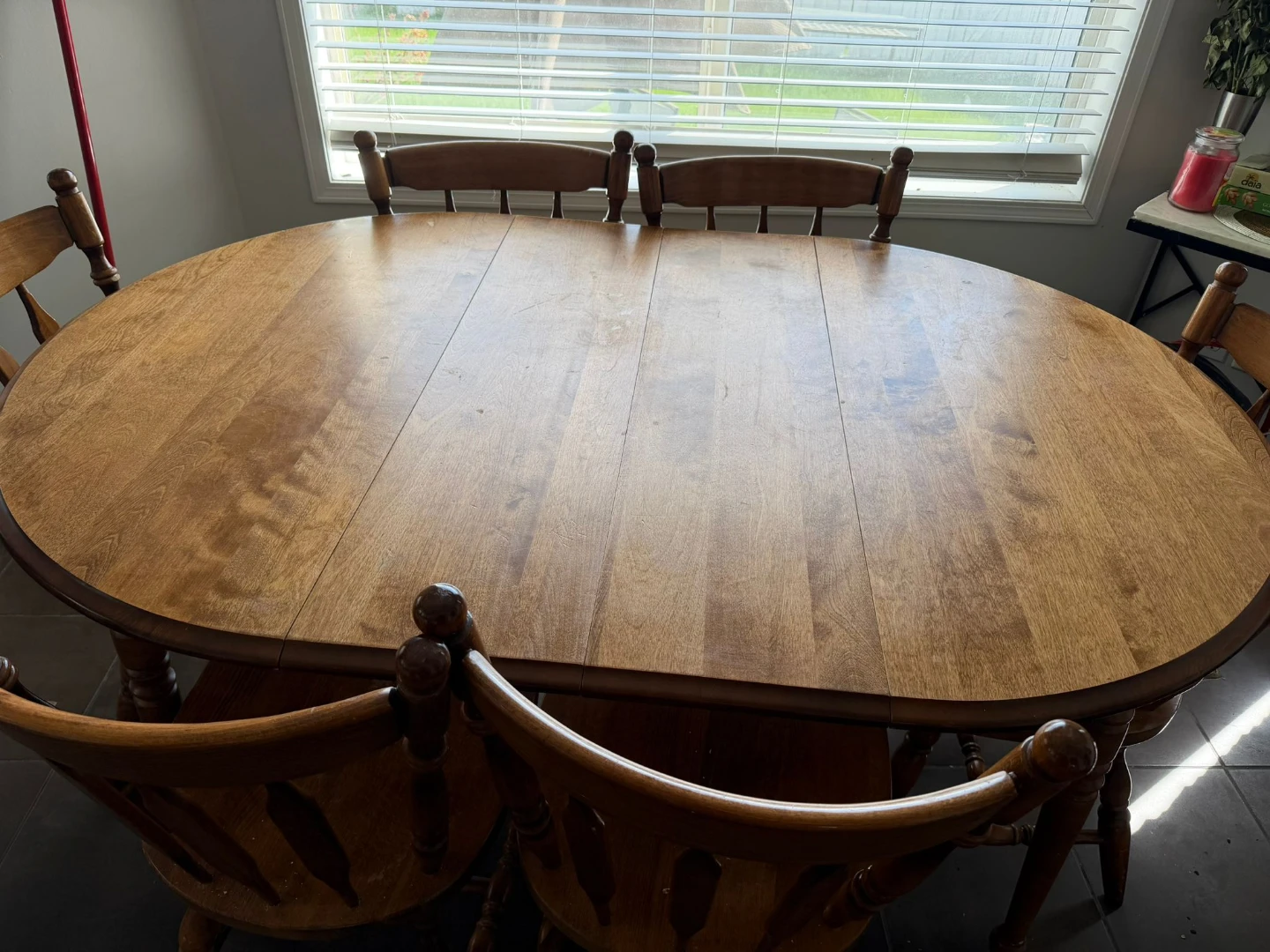 Wooden Oval Dining Table with 6 Chairs