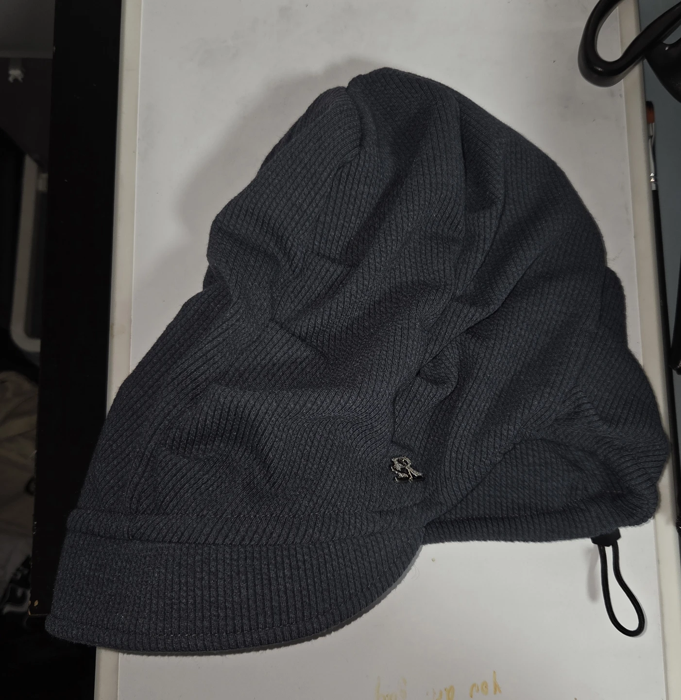 Dark Grey Ribbed Knit Beanie