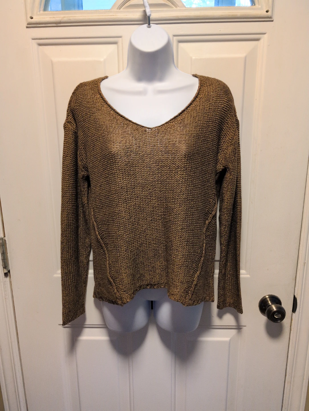 Brown Knit Sweater with Suede Elbow Patches