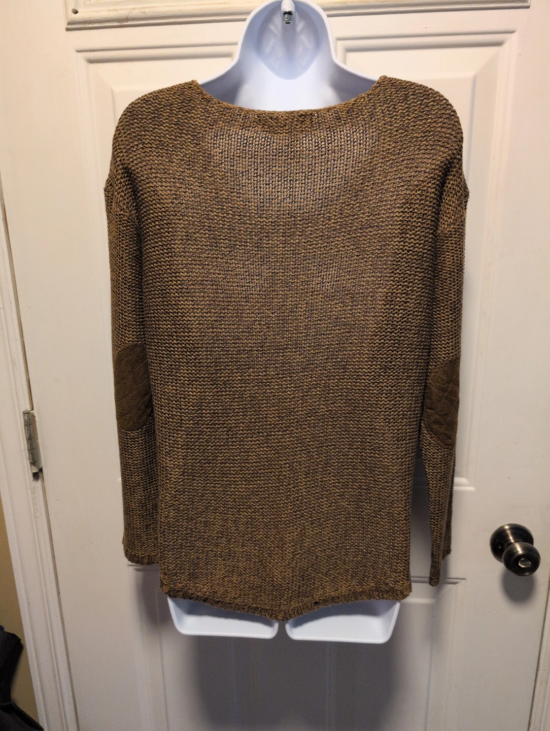 Brown Knit Sweater with Suede Elbow Patches - photo 4