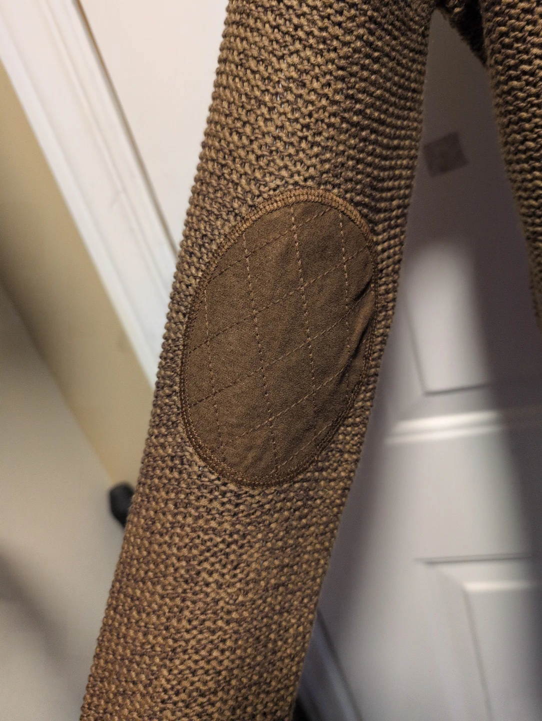 Brown Knit Sweater with Suede Elbow Patches - photo 5