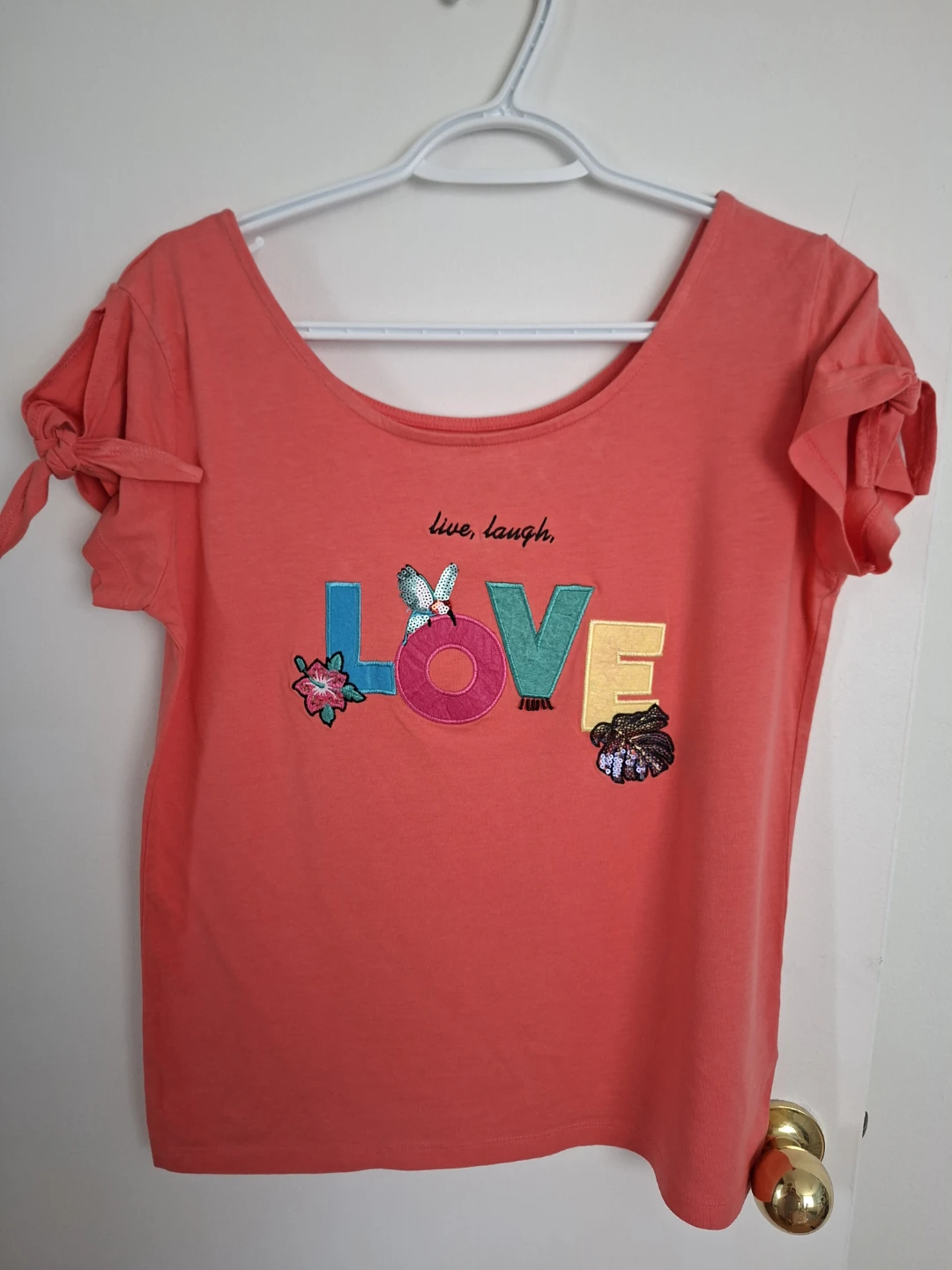 HOUSE Coral 'LOVE' Graphic T-Shirt Size M