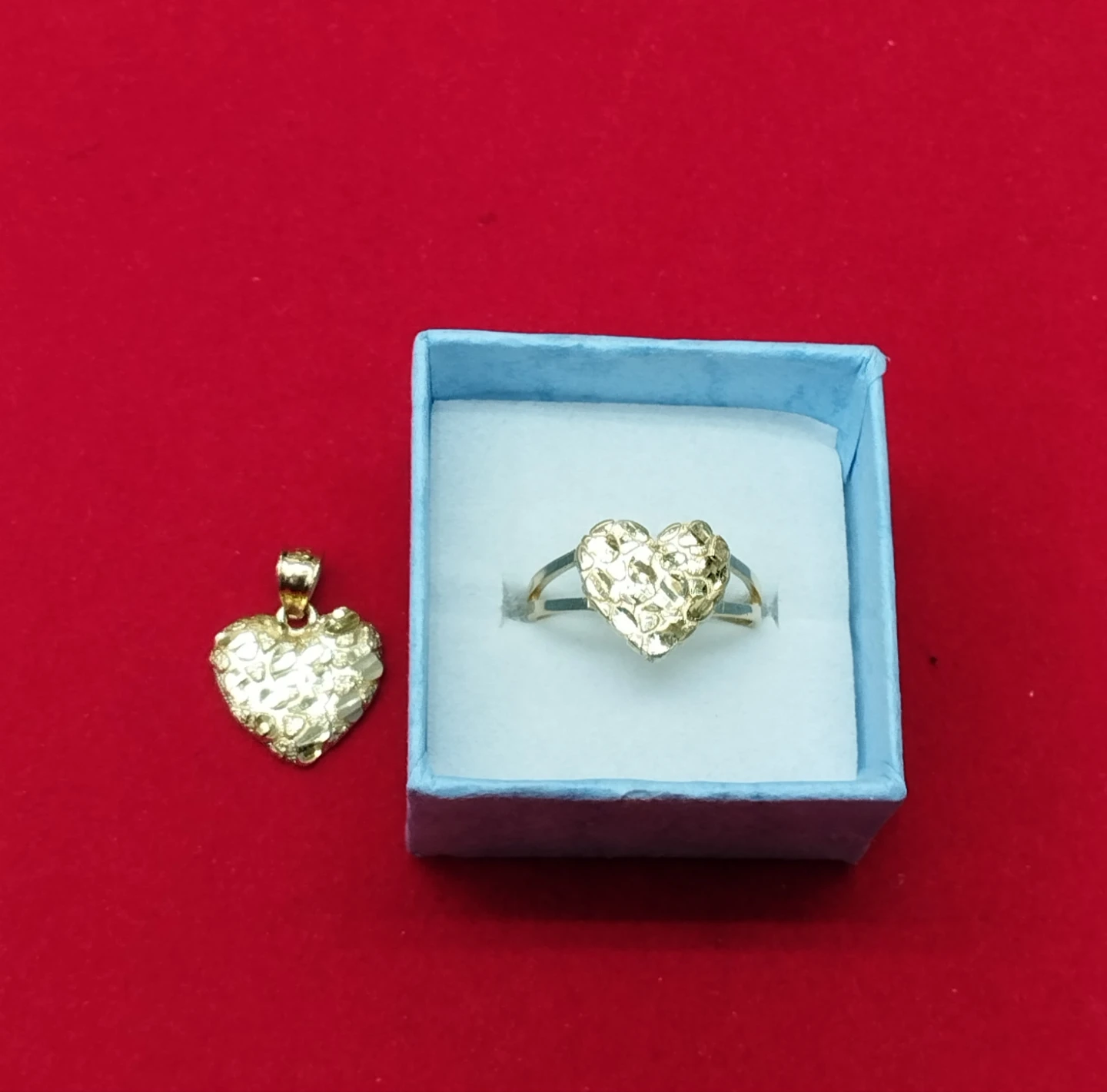 14K Gold Heart Ring and Pendant Set - photo 2