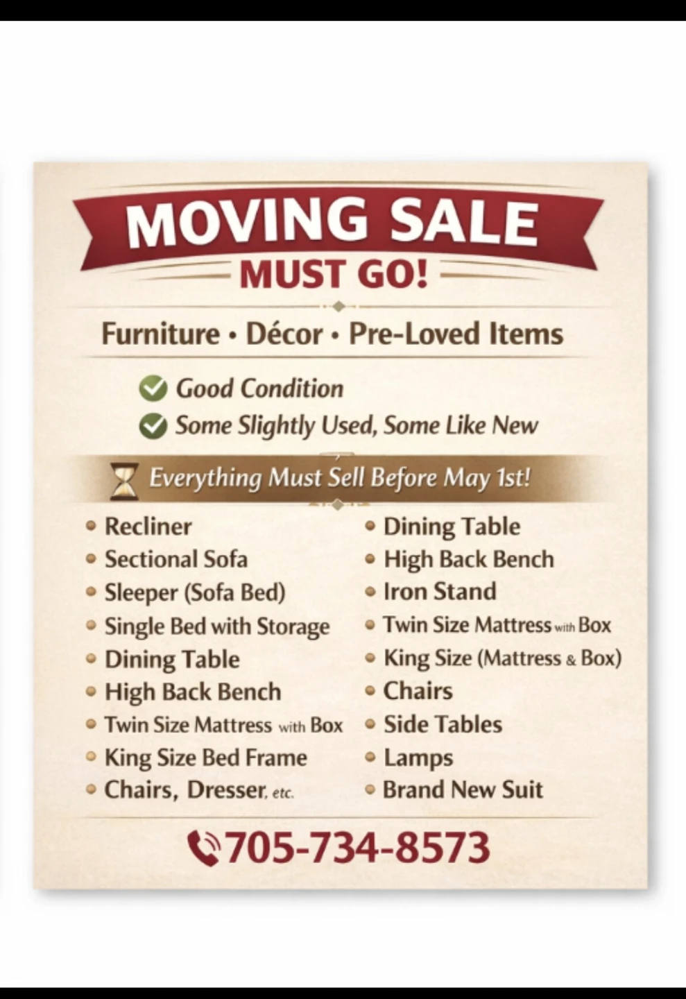 Moving Sale - Furniture, Decor & More!