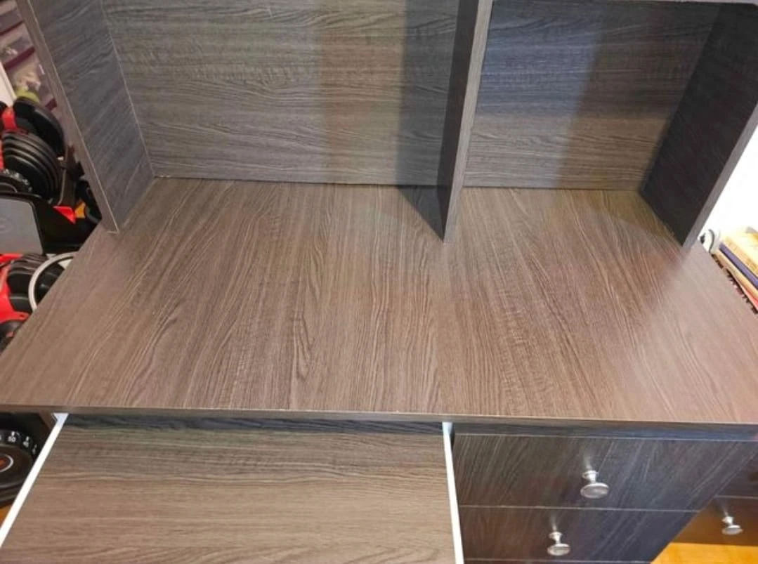 Dark Wood Computer Desk with Hutch and Keyboard Tray - photo 3