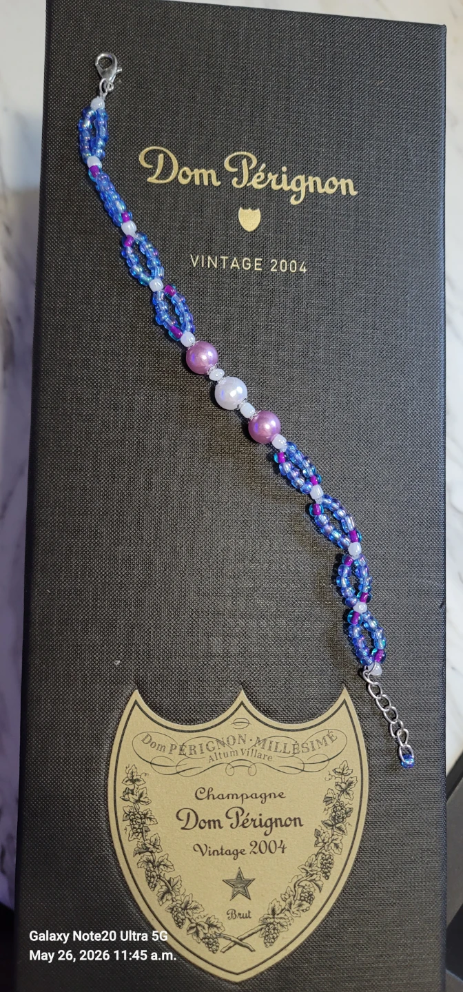 Handmade Bluey and Purple Beaded Bracelet