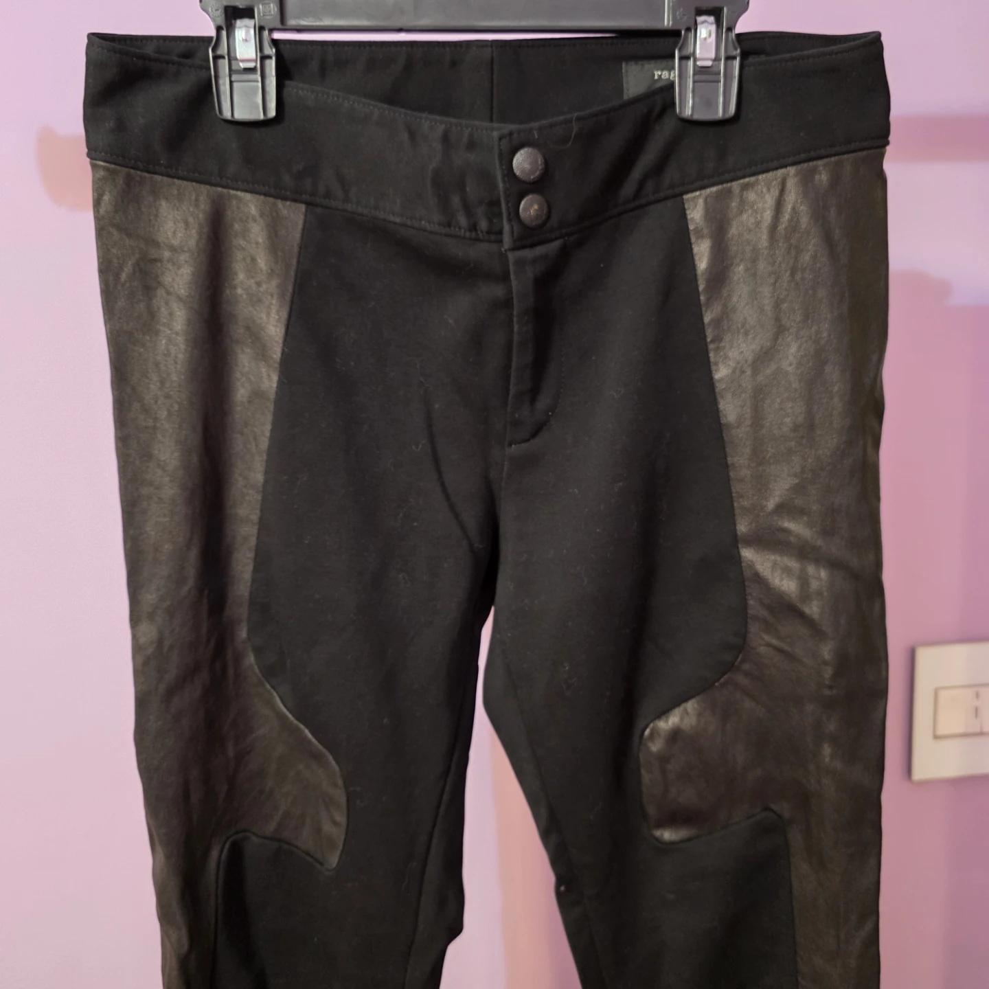 Rag & Bone Black Stretch Lamb Leather Panel Pants Size 4