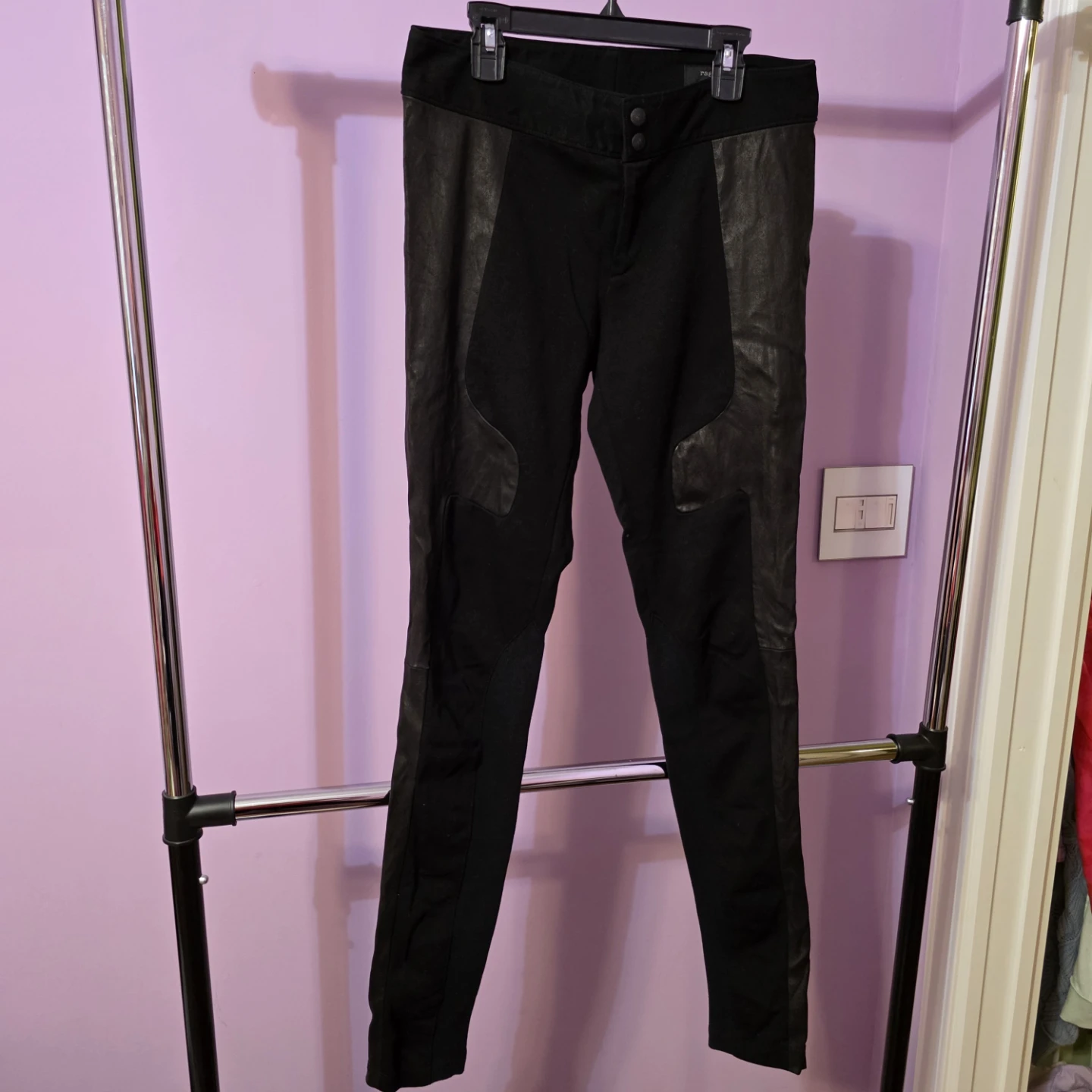 Rag & Bone Black Stretch Lamb Leather Panel Pants Size 4 - photo 2