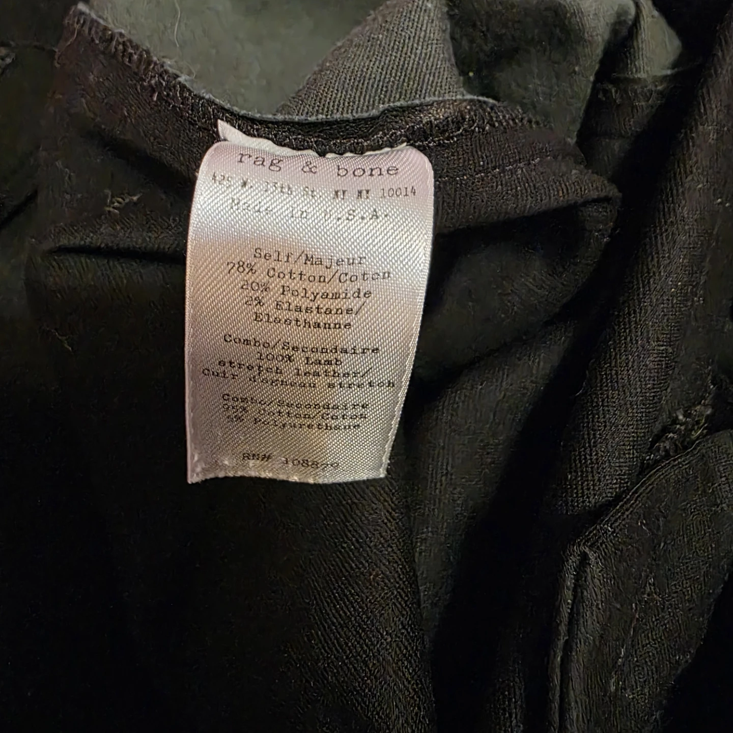 Rag & Bone Black Stretch Lamb Leather Panel Pants Size 4 - photo 5