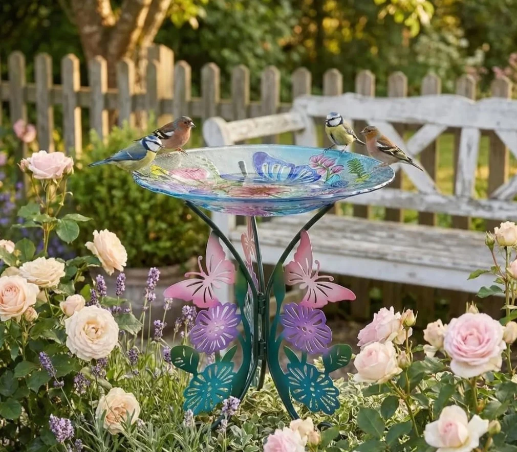 New Glass Flower Bird Bath - photo 4